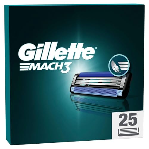(-29%) Gillette Mach 3 Klingen Herren, 25 Original Rasierklingen, Blau