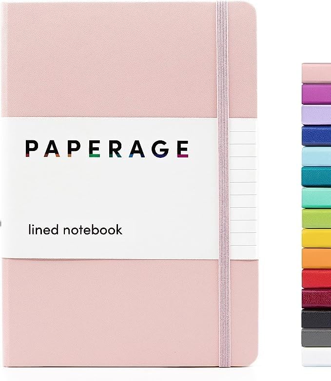 PAPERAGE Lined Journal Notebook, (Blush), 160 Pages, Medium 5.6 in x 8 in - 100 GSM Thick Paper – Hardcover Journaling Notebook for Work, School & Note Taking