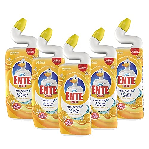 (-23%) WC-Ente Total Aktiv Gel, Flüssiger WC Reiniger antibakteriell, Toilettenreiniger, Citrus, 5er Pack (5 x 750 ml)