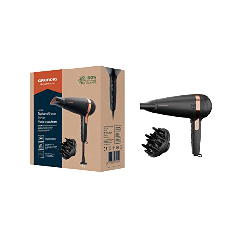 🔥 STARKER PREIS (-29%) Grundig - Naturashine HD 7081 Haartrockner - 2100W mit Ionen-Funktion & Kabeleinzug - Keramik mit Macadamia- & Kokosöl - Cool Touch Düse - Schwarz/Rosa-Gold