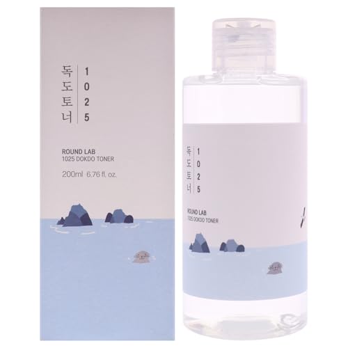 ROUND LAB 1025 Dokdo Toner 6.76 Fl Oz, Oil Control and Reduces Excess Sebum, Gentle Exfoliating Facial Toner, Deep Sea Water for Moisturization, Soft Finish Without Stickiness, Korean Skin Care