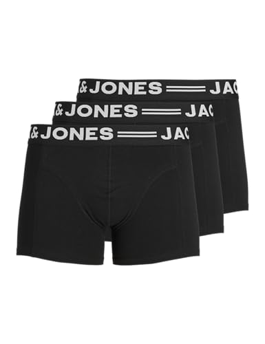 (-42%) JACK & JONES Herren Sense Trunks 3-Pack Boxershorts, Black 1, M EU