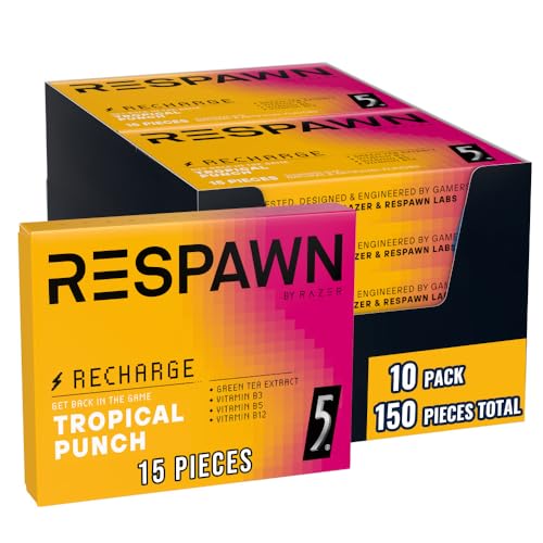By Razer Chewing Gum Recharge Tropical Punch Sugar Free 10 Pack Or