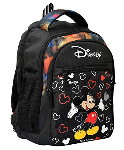 Kuber Industries Disney Mickey Mouse Print School Bag/Backpack|Solid Disney Print & Waterproof Polyester Material|2 Comparment with 2 Front Pockets|Si