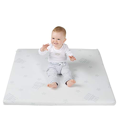 (-25%) roba Laufgittermatratze 75 x 100 cm - Safe Asleep - Matratze für Laufgitter/Laufstall 4 eckig - Laufgittereinlage mit abnehmbarem Jacquard Bezug