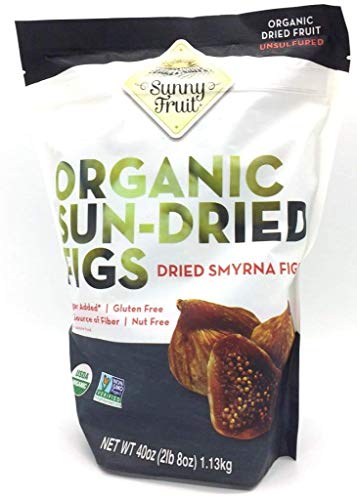 Sunny Fruit Organic Turkish Dried Figs, 2.5 Pound Bulk Bag | No Preservatives, No Sugar Added | Healthy, Sweet Snack | ORGANIC, NON-GMO, VEGAN, HALAL, KOSHER