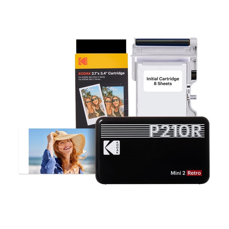 Kodak Mini 2 Retro, Portable Photo Printer + 68 Sheets Bundle, Black Kodak Mini 2 Retro, Portable Photo Printer + 68 Sheets Bundle, Black