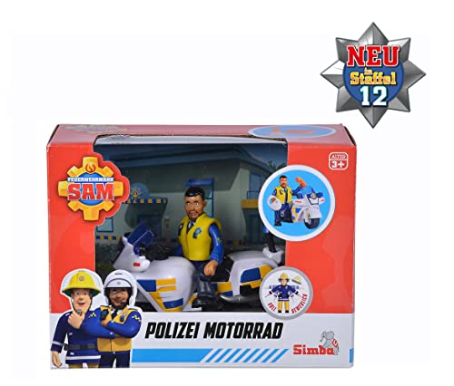 Simba 109251092 Fireman Sam Police Motorcycle with Malcolm Figure & Accessories, Season 12, from 3 Years