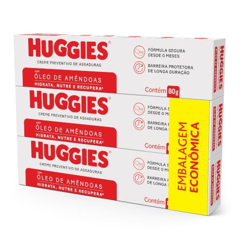 Creme Preventivo de Assaduras Huggies Pele Protegida com 3 unidades de 80g