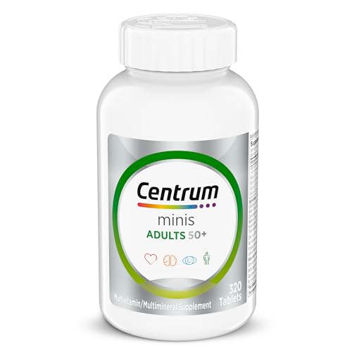 Centrum Minis Silver Multivitamin Tablet for Adults 50 Plus, Multimineral Supplement, Vitamin D3, B-Vitamins, Gluten Free, Non-GMO Ingredients, Supports Memory and Cognition in Older Adults - 320 Ct
