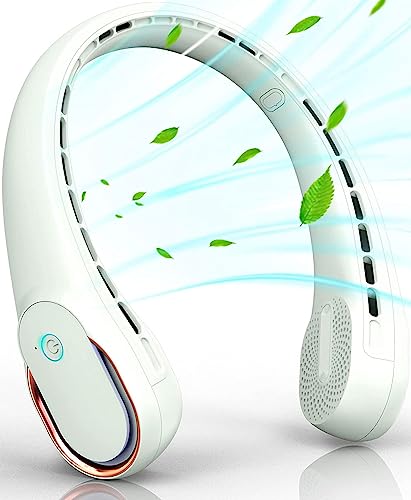 FrSara Neck Fan, Portable Personal Fan Strong Wind, 5200mAh, Air Volume,360° Cooling, No Hair Twisting, Air Volume On 2 Sides, Non-Slip, Quick Charge, Long Use Time, Birthday Gift for Women, Dad, Men
