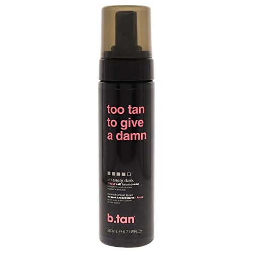 b.tan Ultra Dark Self Tanner Mousse | Too Tan - Best, 1 Hour Express Sunless Tanning Foam, Gold Bronzing Glow, No Fake Tan Smell, Face & Body, Vegan, Cruelty & Paraben Free, 6.7 Fl Oz