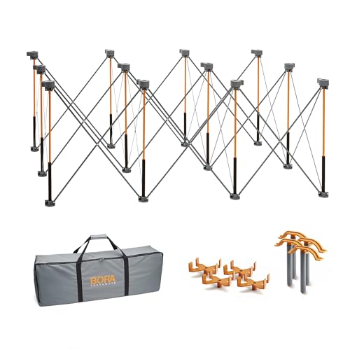 BORA Centipede CK12S 30 inch height Portable Work Stand, Includes 4 X-Cups, 4 Quick Clamps, Carry Bag, Portable Work Support Sawhorse, 4Ft x 6Ft, 30 inch work height, 4500lb weight capacity