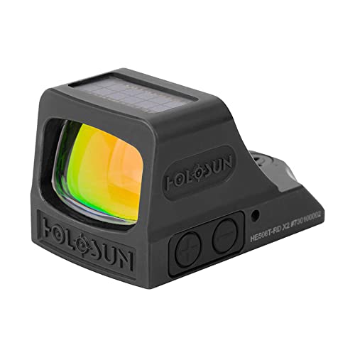 HOLOSUN HE508T-RD X2 Multi-Reticle Red 2 MOA Dot & 32 MOA Circle Open Reflex Pistol Sight - Solar Failsafe Shake-Awake Durable Titanium Handgun Sight with Multilayer Reflective Glass
