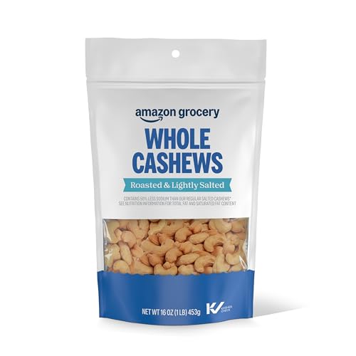 Amazon Brand - Happy Belly Roasted & Lightly Salted Cashews, 16 Ounce