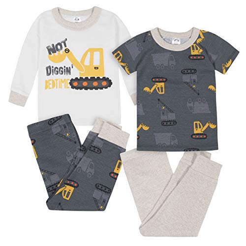 GerberBaby BoysToddler Snug Fit 4-Piece Pajama SetDump Truck Grey3T