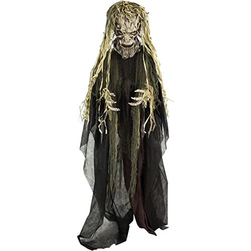 Haunted Hill Farm Life-Size Scary Talking Tree Man Halloween Animatronic with Touch Activated Lights and Sound, Battery Operated Indoor or Covered Outdoor Halloween Decorations, Creepy Fright Props
