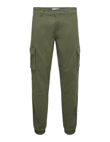 (-42%) Only & Sons Herren Onscam Stage Cuff Pk 6687 Noos Cargohose, Olive Night,32W / 34L