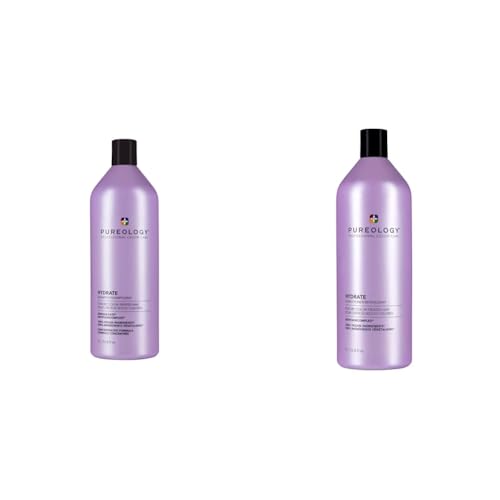 Pureology Hydrate Shampoo & Conditioner Set - For Dry or Color-Treated Hair, Intense Hydration & Softness, With Rose Extract & Green Tea, Vegan & Sulfate-Free, 33.8 Fl Oz