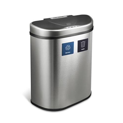 Ninestars DZT-70-R3 Motion Sensor Trash Can, Extra Large, Silver, Non Stick