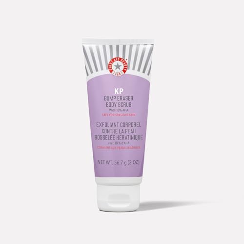 First Aid Beauty - KP Bump Eraser Body Scrub with 10% AHA, Keratosis Pilaris Skin Exfoliator with Glycolic and Lactic acids, Helps Reduce Chicken Bumps, Safe for Sensitive Skin, 2 oz