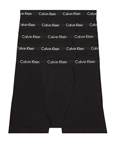 Calvin Klein Men's Cotton Stretch 5-Pack Boxer Brief, 5 Black, X-Large