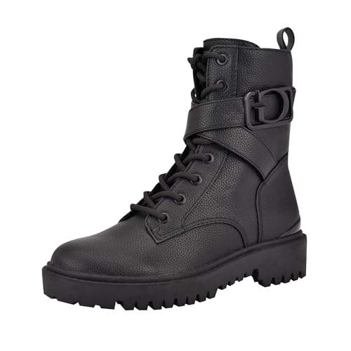 GUESS womens Orana Combat Boot, Black, 8.5 US