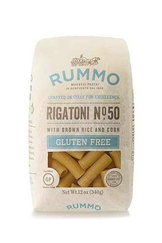 Rummo Gluten Free Rigatoni N.50 - Gluten Free Pasta, Made with Corn & Rice, Rigatoni Pasta Noodles, Pasta from Italy - 12 Ounce (Pack of 1)