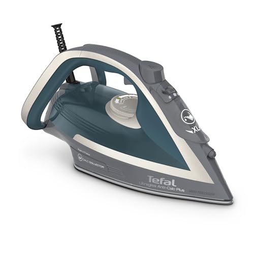 (-22%) Tefal Dampfbügeleisen Ultragliss Plus, 2800 W, abnehmbarer Kalk-Kollektor, kratzfeste Bügelsohle, 50 g/Min. Dampfabgabe, 260 g/Min. Dampfstoß, Abschaltautomatik, türkis/grau, FV6842