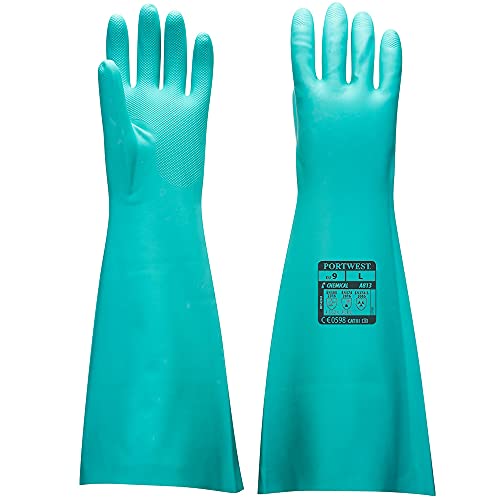 Portwest Extended Length Nitrile Gauntlet, Size: XL, Colour: Green, A813GNRXL
