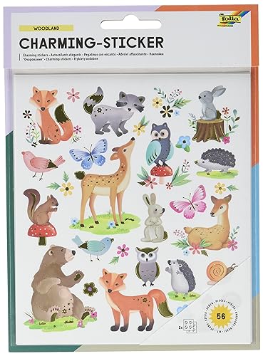 folia 18211 Charming, Allyear VI, 56 Stickers, in Different Designs, Easy to Peel Off the Film, Colourful, one Size