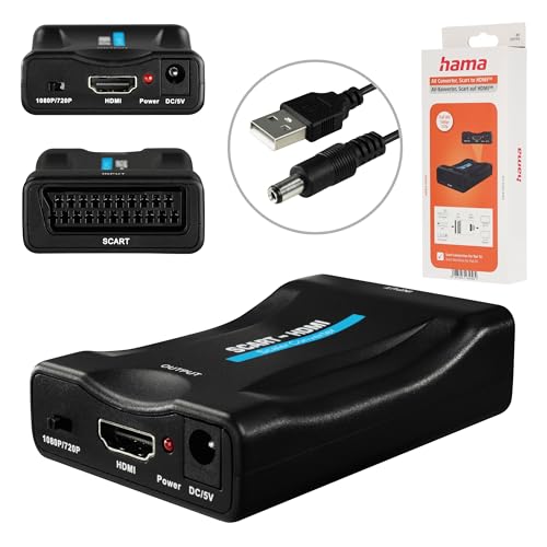 Hama Scart to HDMI Converter (Scart HDMI adapter for TV, converter from analog video and audio signals to HDMI, Full HD, 1080p/720p) black