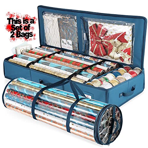 Hearth & Harbor Gift Storage Fits Up to 22 40"-Tear Proof Paper Organizer, Polyester, Wrap Roll + Wrap Box, 40 Inches