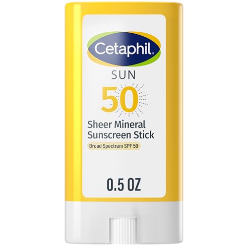 Cetaphil Sheer Mineral Sunscreen Stick for Face & Body, 0.5oz, 100% UVA/UVB Mineral Sunscreen: Zinc Oxide & Titanium Dio
