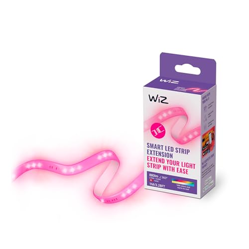 🔥 SELTEN SO GÜNSTIG (-53%) WiZ Tunable White and Color Lightstrip 1m Verlängerung (880 lm), LED Streifen mit 16 Mio. Farben oder warm- bis kaltweißem dimmbarem Licht, smarte Lichtsteuerung über WLAN per Stimme/App