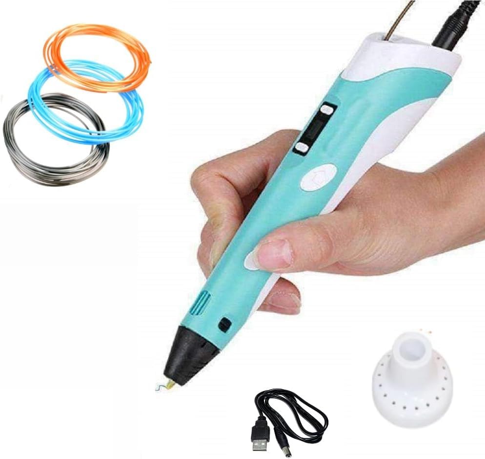 SCRIB3D P1 3D Printing Pen with Display - Includes 3D Pen, 3 Starter Colors of PLA Filament, Stencil Book + Project Guide, and Charger