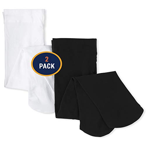 The Children's Place girls Toddler Microfiber Tights 2-pack Hosiery, White, 3T US