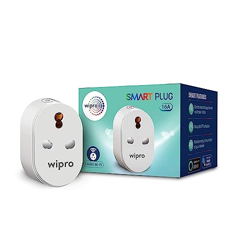 Wipro 16A Wi-Fi Smart Plug with Energy Monitoring- Suitable for Large Appliances like Geysers, Microwave Ovens, Air Conditioners (Works with Alexa and