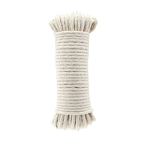 Amazon Basics Natural Cotton Braided Rope, All-Purpose, Clothesline, DIY Crafts, Versatile, Indoor & Outdoor Use, 3/16 Inch x 50 Foot (4.5mm x 15m), Off White