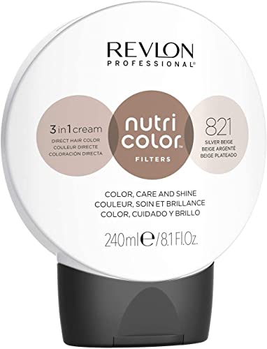 🔥 STARKER PREIS (-75%) REVLON PROFESSIONAL Nutri Color FILTERS – TONING FILTERS 821 Hellblond Irisé Asch, 240 ml, Farbmaske mit INSTA-PIC-TECHNOLOGY, Tönungsmaske zur Farbauffrischung von kühlen Perlmutttönen, vegan