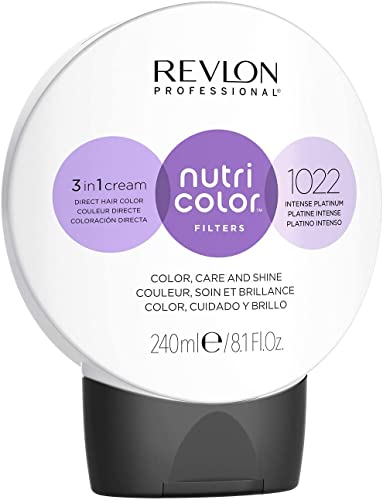 🔥 STARKER PREIS (-61%) REVLON PROFESSIONAL Nutri Color FILTERS – METAL-ICE FILTERS 1022 Intensives Platin, 240 ml, Farbmaske mit INSTA-PIC-TECHNOLOGY, Tönungsmaske zur Farbauffrischung, Neutralisierung von Gelbstich, vegan
