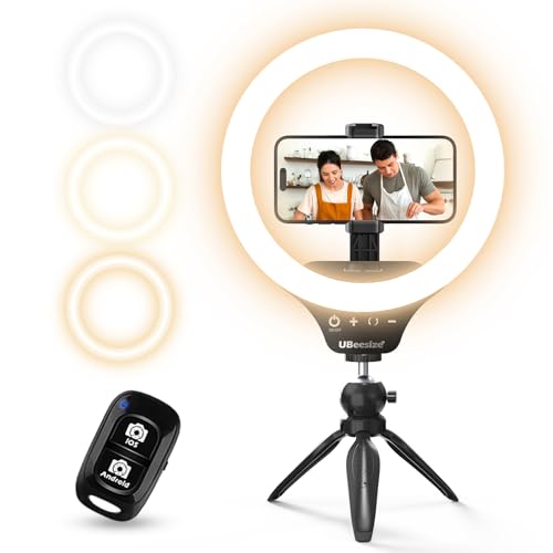 Amazon.com : UBeesize 10" Selfie Ring Light with Tripod Stand & Phone Holder, Dimmable LED Ring Light for Makeup, Live Streaming, YouTube, TikTok, Compatible with iOS & Android Phones : Electronics