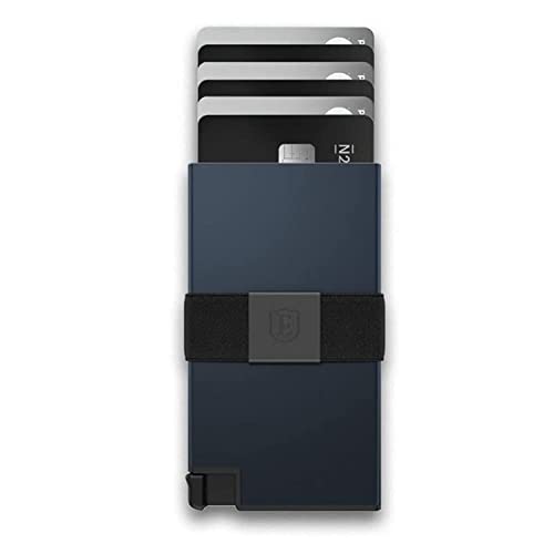 Ekster - Aluminum Cardholder Wallet - Metal Aluminum Wallet for Men - Fits 12 Cards, RFID Blocking Layer, Ultra-Thin, Minimalist, Push Button, Swift Card Access, Expandable, Trackable (Midnight Blue)