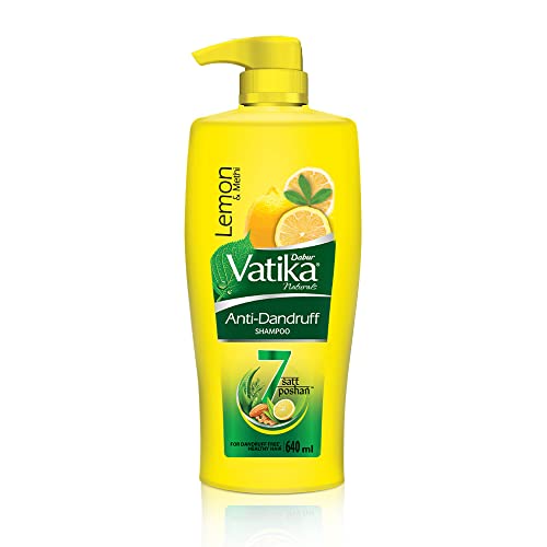 Vatika Naturals Anti Dandruff Shampoo - 640 ml | 7 Natural Herb Extracts | Contains Lemon, Methi & Tea Tree Oil | Exfoliates Flaky Scalp for Dandruff-