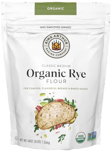 King Arthur Baking Organic Medium Rye Flour - 3 lbs for Complex Flavorful Breads & Baked Goods - 100% US Grown & Milled - Non-GMO Project Verified - Robust Flavor for Rye Bread, Cookies & More