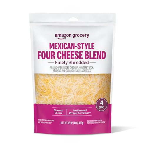 Amazon Grocery, Mexican-Style Four Cheese Blend, Finely Shredded, 16 Oz (Previously Happy Belly Packaging May Vary)