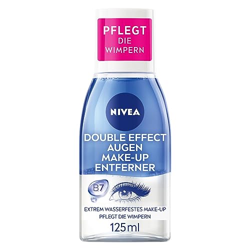 (-22%) NIVEA Augen Make-Up Entferner Double Effect, Abschminkwasser für die sensible Augenpartie, Gesichtsreiniger entfernt extrem wasserfeste Mascara (125 ml)