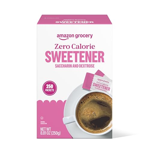 Amazon Grocery, Zero Calorie Saccharin and Dextrose Sweetener Packets, 250 Ct (Previously Happy Belly, Packaging May Vary)