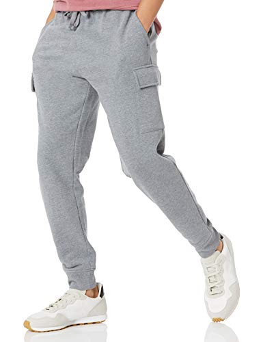 Amazon Essentials Men's Cargo Fleece Jogger Sweatpant with Relaxed Fit, Light Grey Heather, X-Large