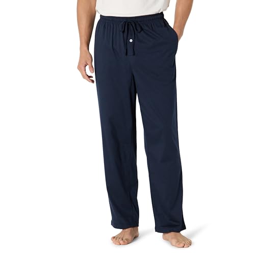 Amazon Essentials Men's Cotton Knit Pajama Pant, Red, Large